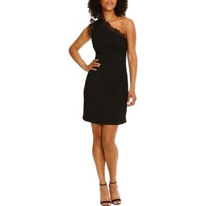 NWT Maggy London Womens Mini Ruffled Cocktail And Party Dress Black Size 14